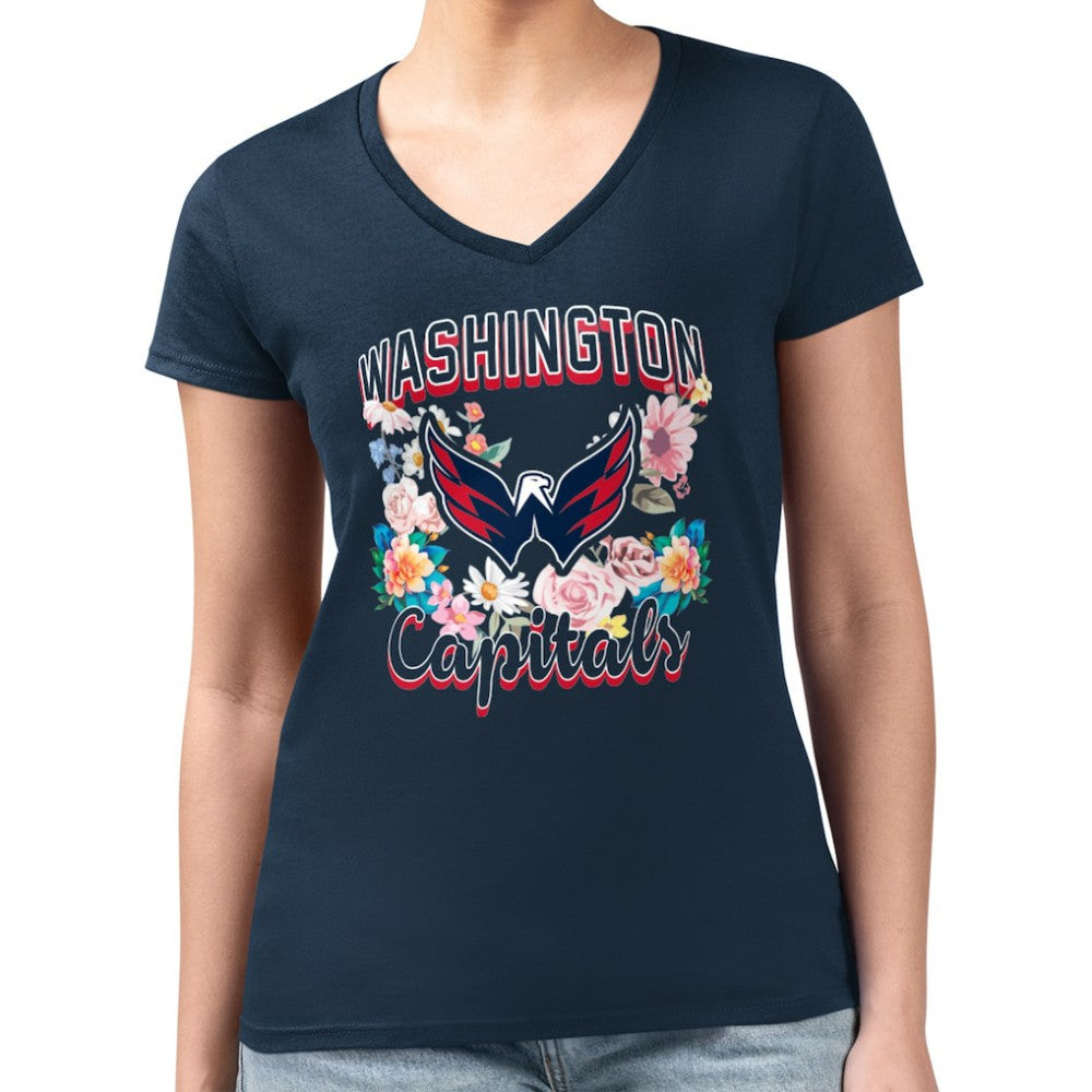 Washington Capitals G-III 4Her by Carl Banks Women's Super-Slim Fit Lightweight Flower Logo V-Neck T-Shirt -  NHL T-shirts
