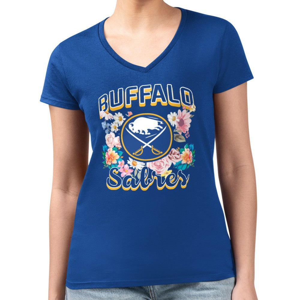 Buffalo Sabres G-III 4Her by Carl Banks Women's Super-Slim Fit Lightweight Flower Logo V-Neck T-Shirt -  NHL T-shirts