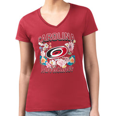 Carolina Hurricanes G-III 4Her by Carl Banks Women's Super-Slim Fit Lightweight Flower Logo V-Neck T-Shirt -  NHL T-shirts