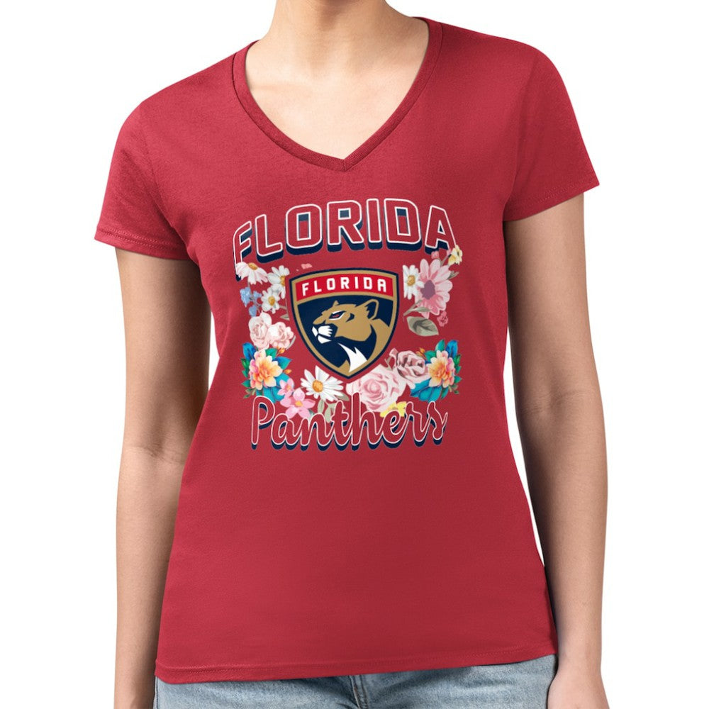 Florida Panthers G-III 4Her by Carl Banks Women's Super-Slim Fit Lightweight Flower Logo V-Neck T-Shirt -  NHL T-shirts