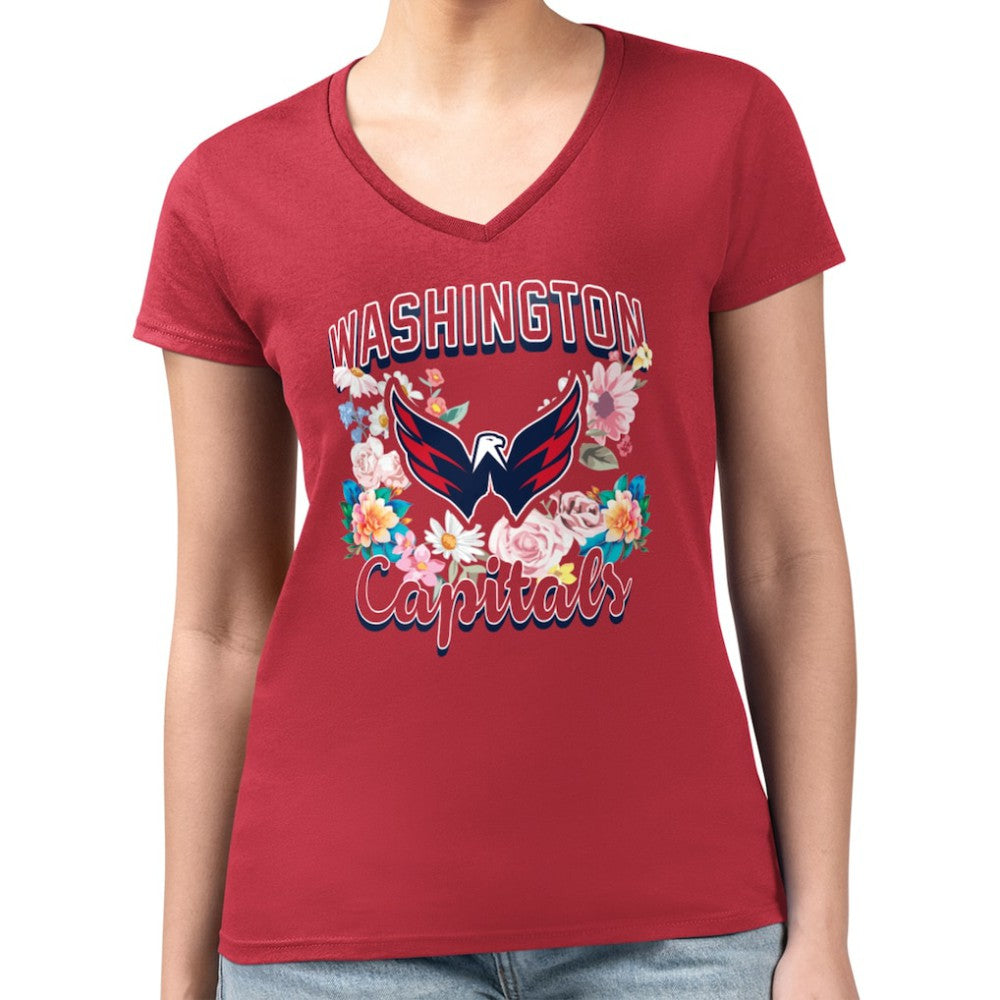 Washington Capitals G-III 4Her by Carl Banks Women's Super-Slim Fit Lightweight Flower Logo V-Neck T-Shirt -  NHL T-shirts