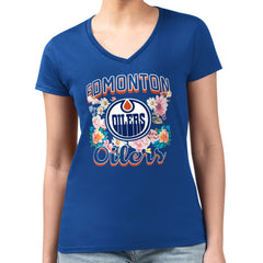 Edmonton Oilers G-III 4Her by Carl Banks Women's Super-Slim Fit Lightweight Flower Logo V-Neck T-Shirt -  NHL T-shirts