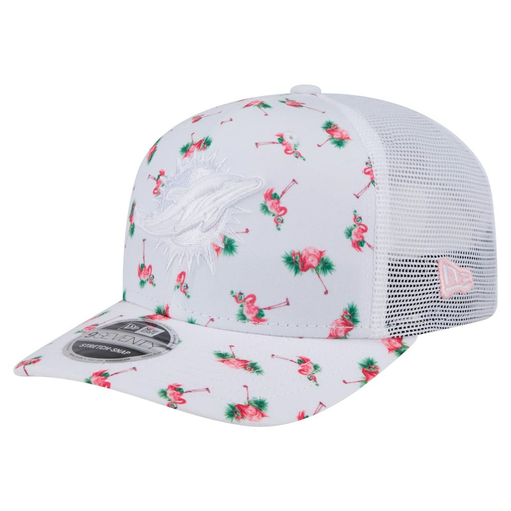 Miami Dolphins Adventure Flamingo Pattern 9SEVENTY Stretch-Snap Hat | NFL Discount