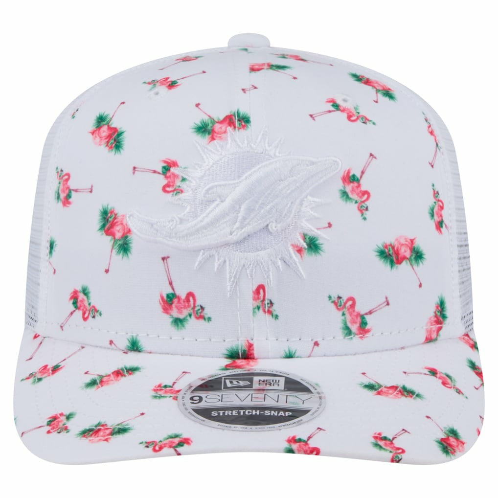 Miami Dolphins Adventure Flamingo Pattern 9SEVENTY Stretch-Snap Hat | NFL Discount