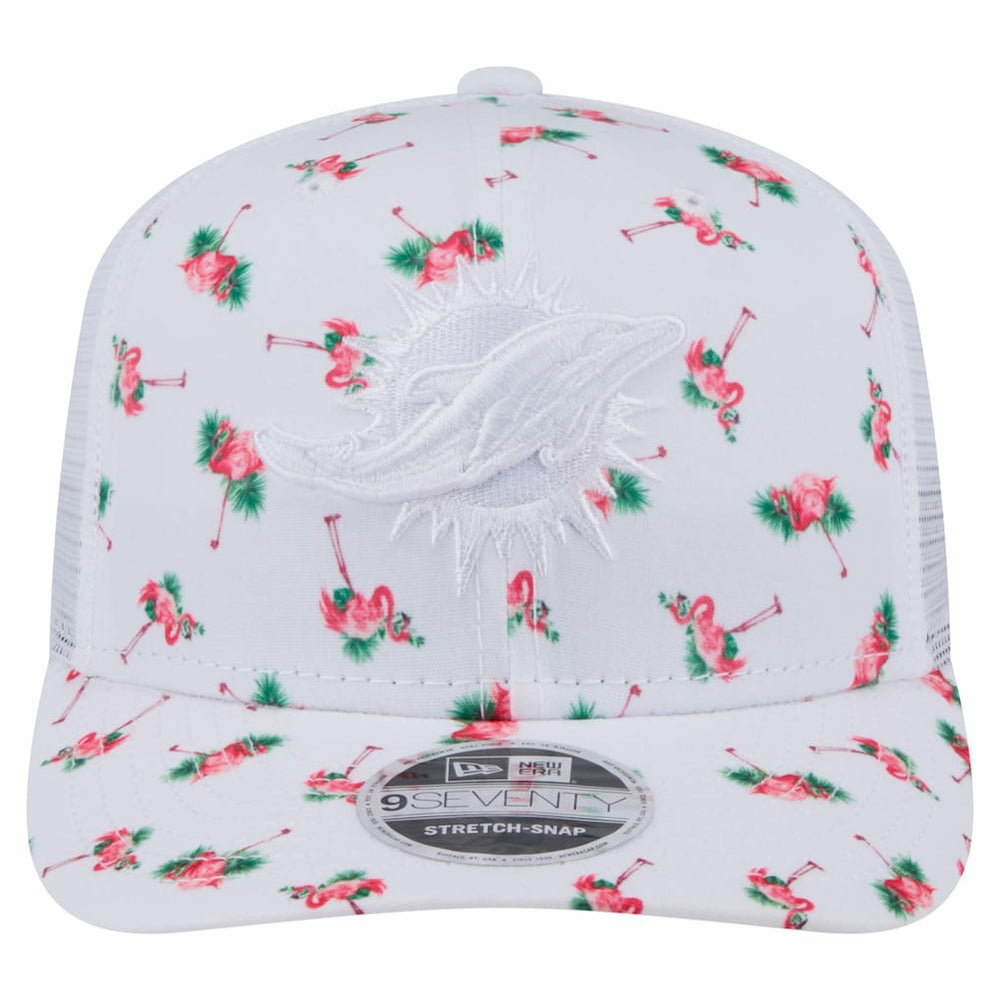 Miami Dolphins Adventure Flamingo Pattern 9SEVENTY Stretch-Snap Hat | NFL Discount