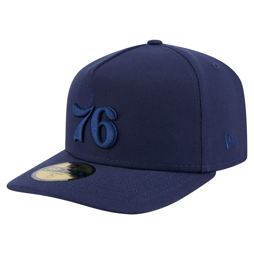 Navy Philadelphia 76ers Colorpack A-Frame Pinch Front 59FIFTY Fitted Hat | NBA