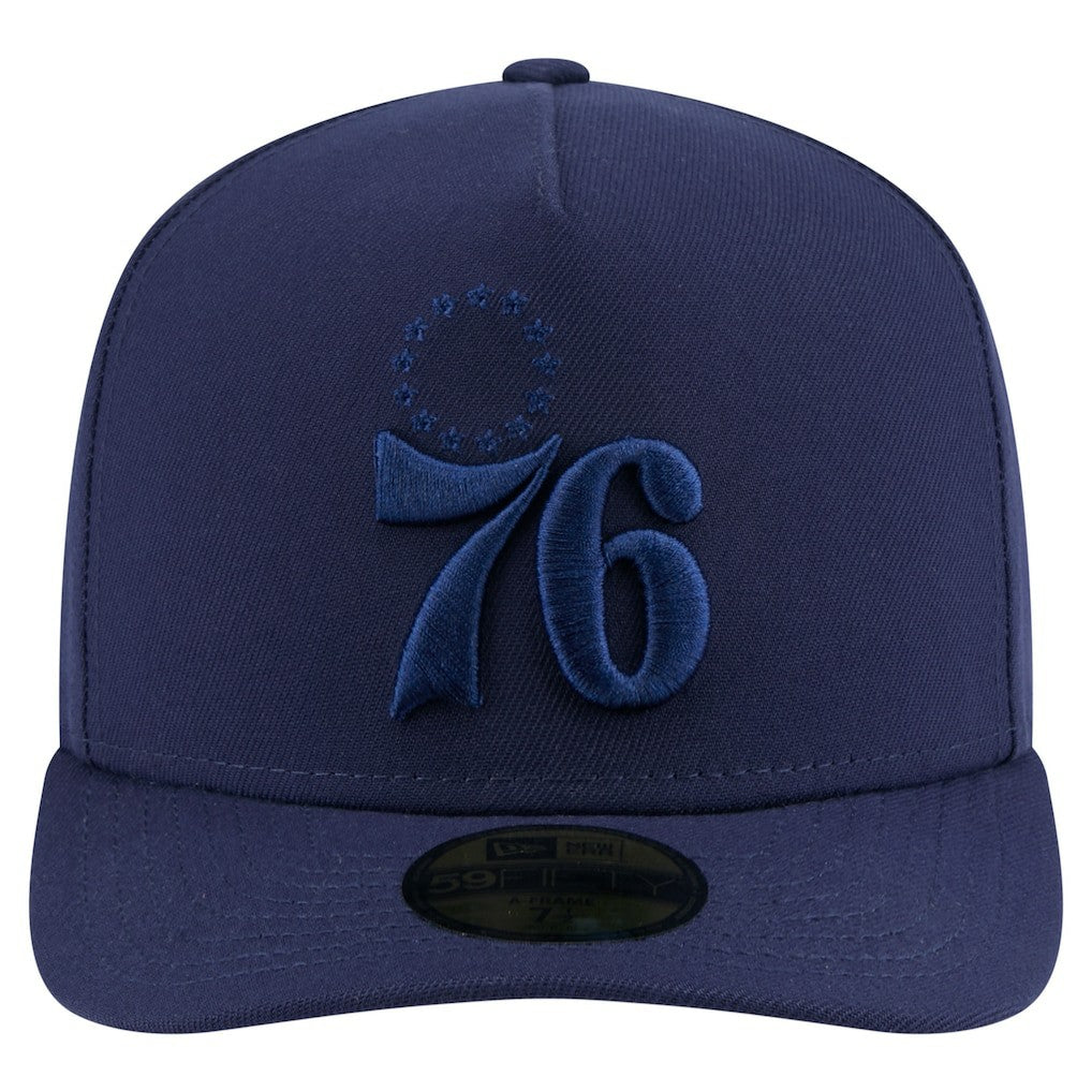 Navy Philadelphia 76ers Colorpack A-Frame Pinch Front 59FIFTY Fitted Hat | NBA