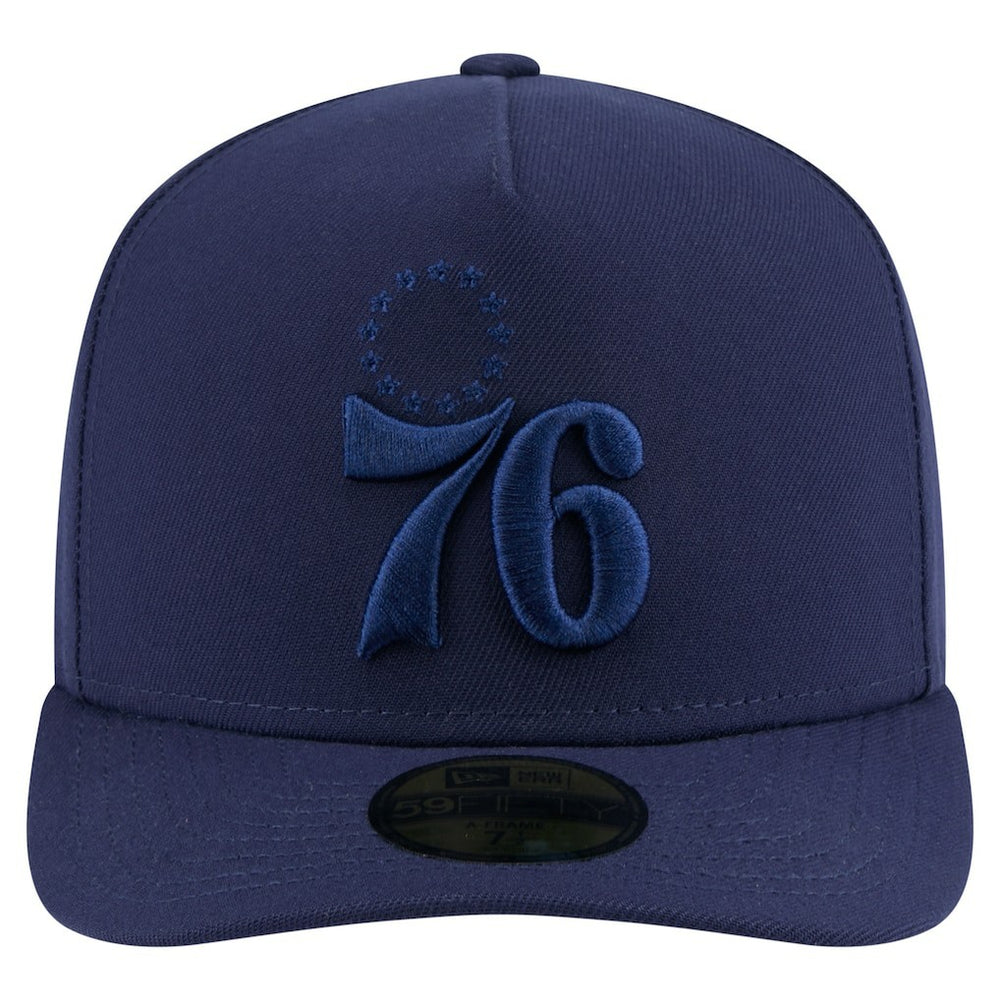 Navy Philadelphia 76ers Colorpack A-Frame Pinch Front 59FIFTY Fitted Hat | NBA
