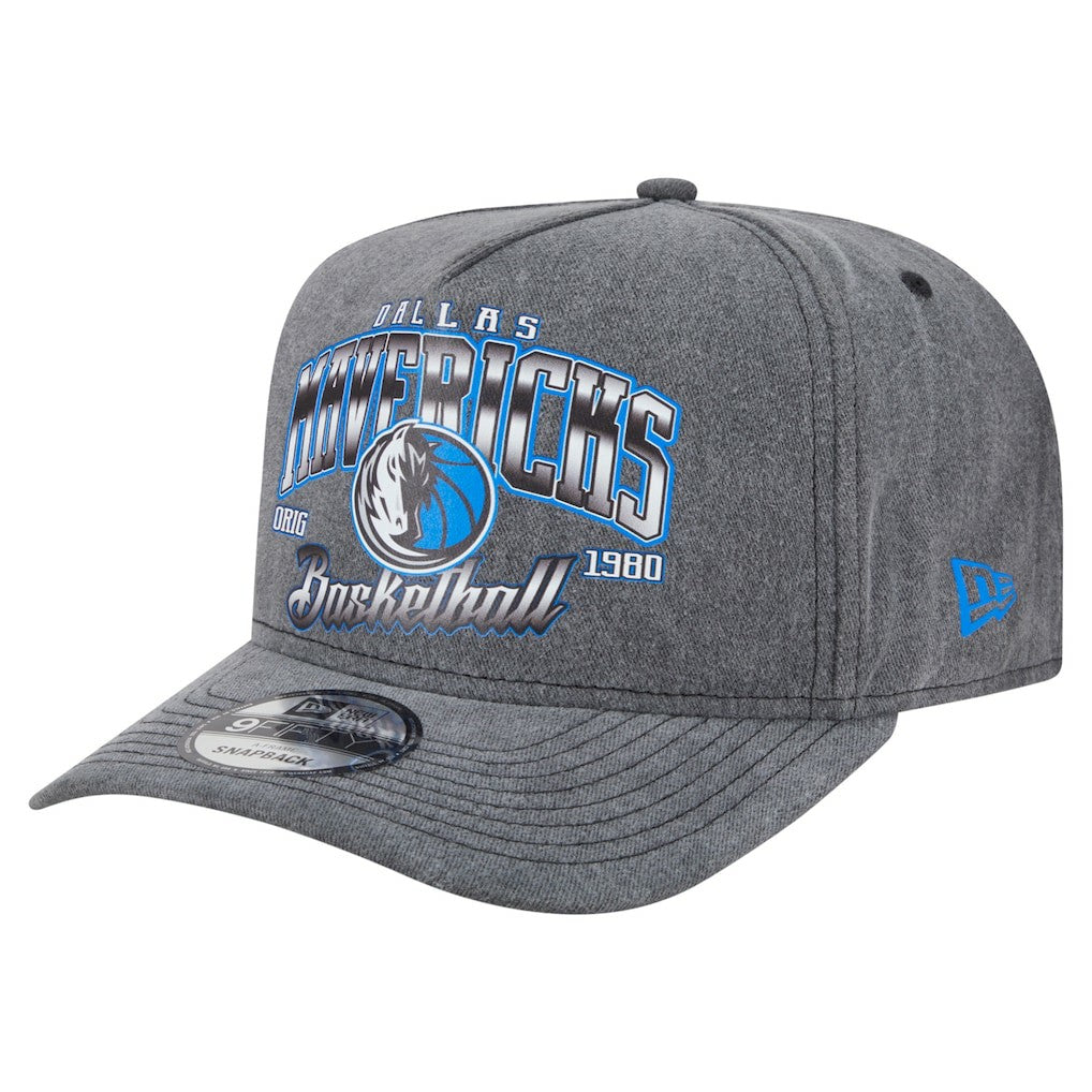 Charcoal Dallas Mavericks Throwback Washed Pre-Curved 9FIFTY Snapback Hat sale | NBA