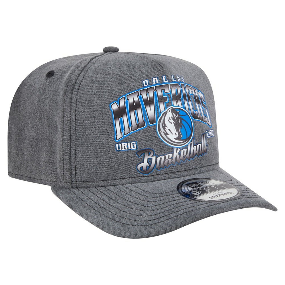 Charcoal Dallas Mavericks Throwback Washed Pre-Curved 9FIFTY Snapback Hat sale | NBA