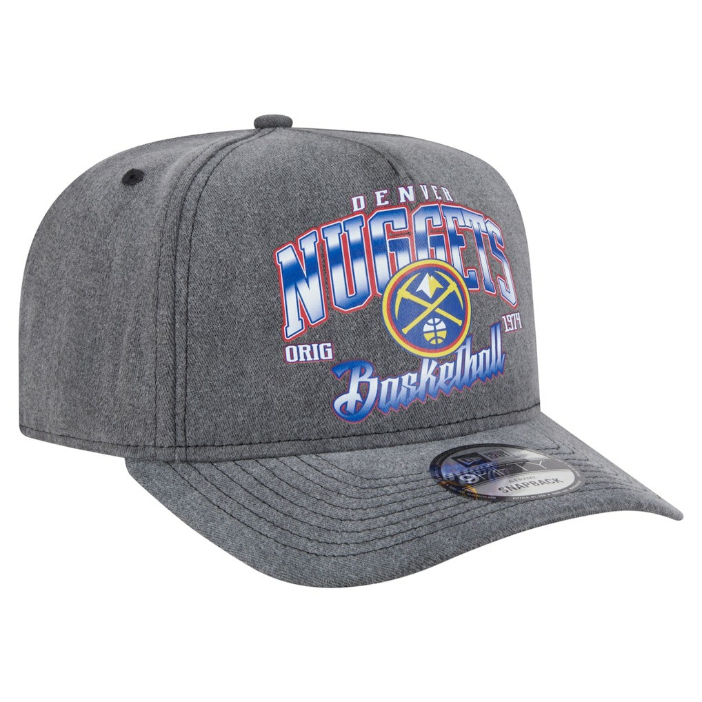Charcoal Denver Nuggets Throwback Washed Pre-Curved 9FIFTY Snapback Hat sale | NBA