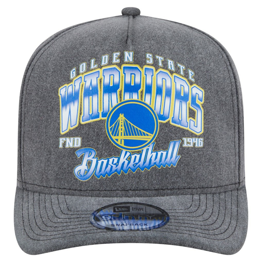 Charcoal Golden State Warriors Throwback Washed Pre-Curved 9FIFTY Snapback Hat sale | NBA
