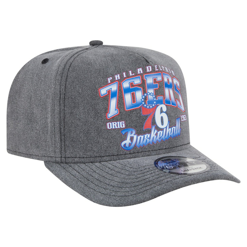 Charcoal Philadelphia 76ers Throwback Washed Pre-Curved 9FIFTY Snapback Hat | NBA