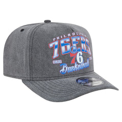 Charcoal Philadelphia 76ers Throwback Washed Pre-Curved 9FIFTY Snapback Hat | NBA