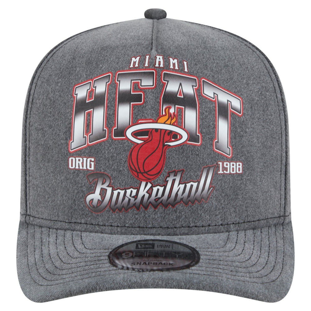 Charcoal Miami Heat Throwback Washed Pre-Curved 9FIFTY Snapback Hat | NBA
