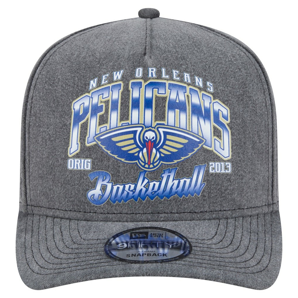 Charcoal New Orleans Pelicans Throwback Washed Pre-Curved 9FIFTY Snapback Hat | NBA