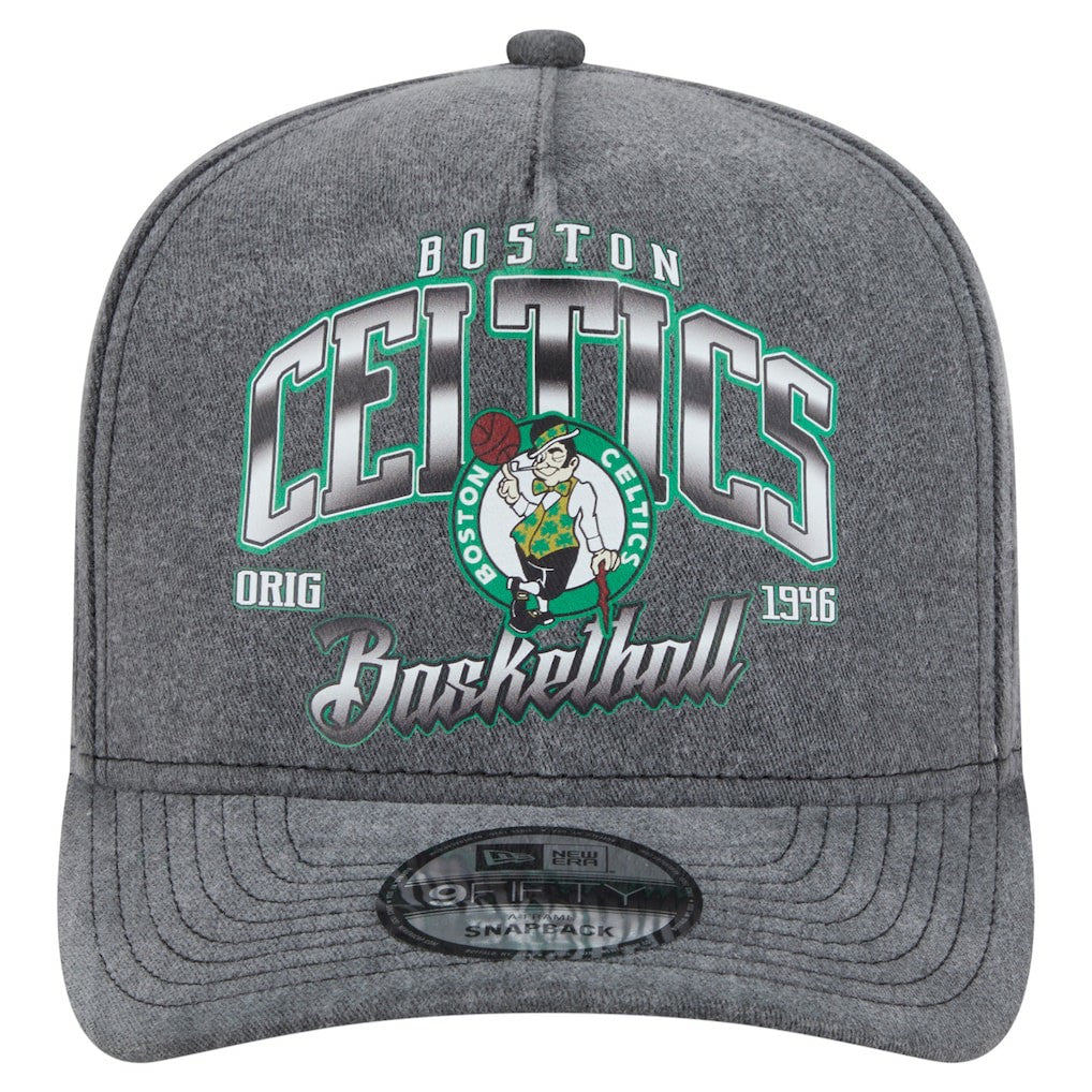 Charcoal Boston Celtics Throwback Washed Pre-Curved 9FIFTY Snapback Hat | NBA
