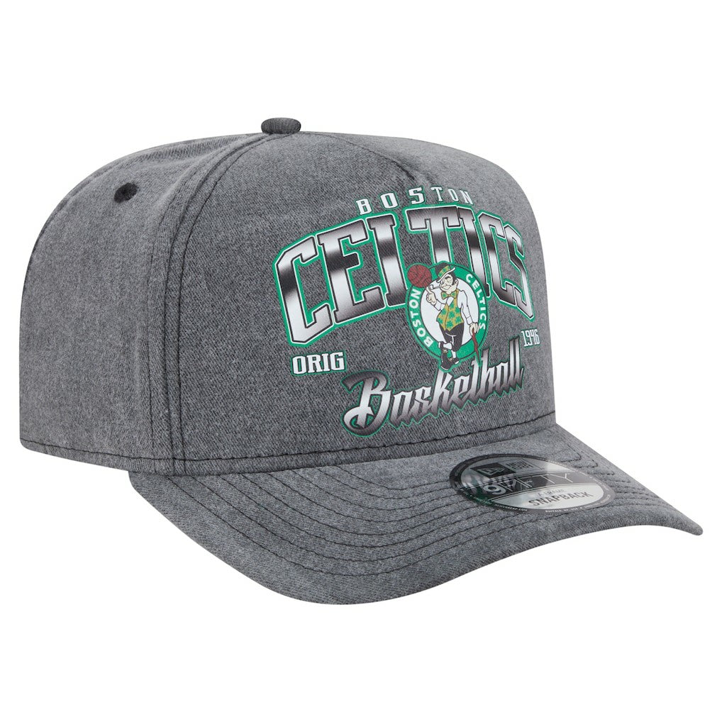 Charcoal Boston Celtics Throwback Washed Pre-Curved 9FIFTY Snapback Hat | NBA