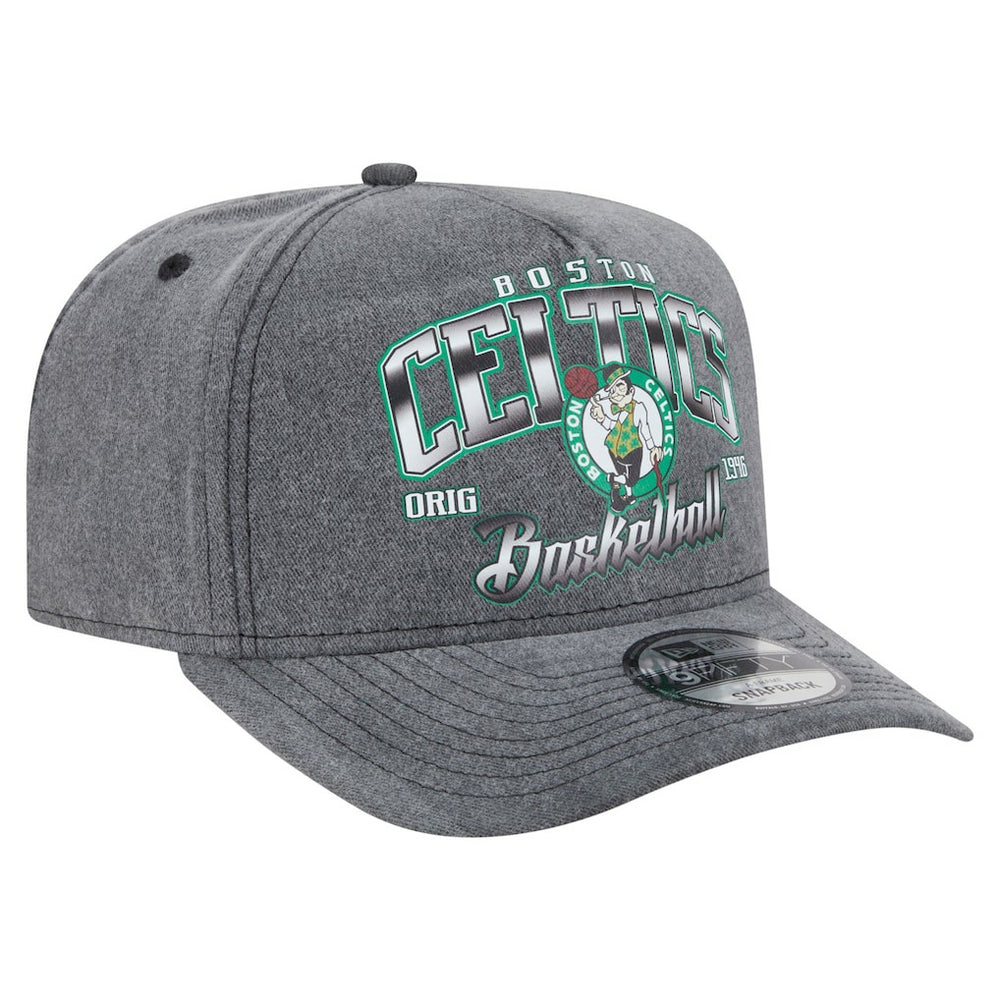 Charcoal Boston Celtics Throwback Washed Pre-Curved 9FIFTY Snapback Hat | NBA
