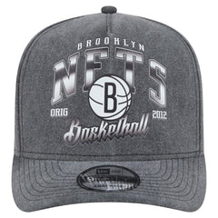 Charcoal Brooklyn Nets Throwback Washed Pre-Curved 9FIFTY Snapback Hat | NBA