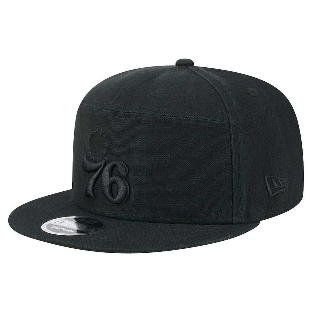 Black Philadelphia 76ers Adventure Canvas Split Panel 9FIFTY Snapback Hat | NBA