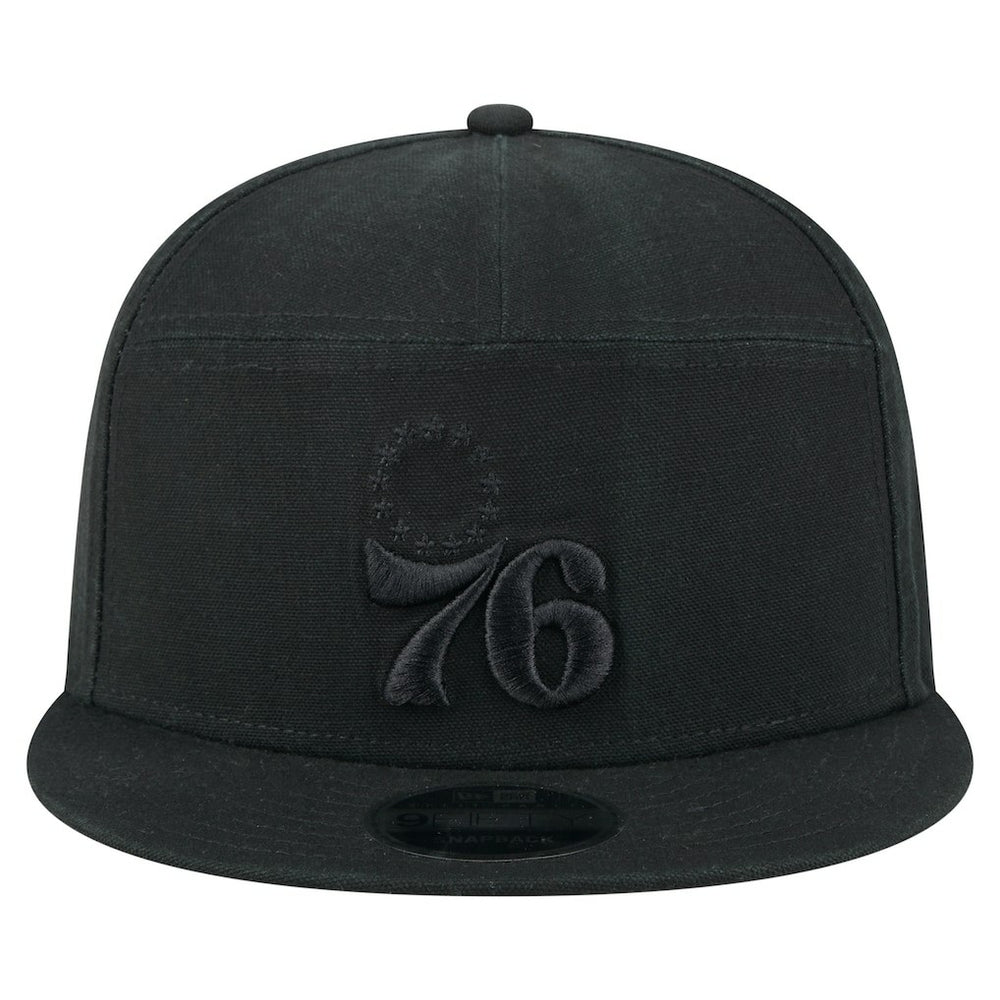 Black Philadelphia 76ers Adventure Canvas Split Panel 9FIFTY Snapback Hat | NBA