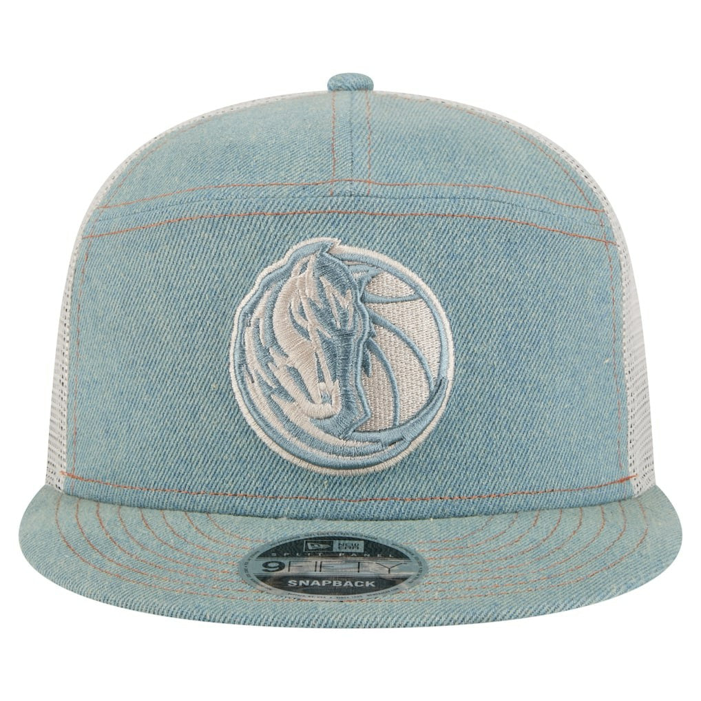 Dallas Mavericks Adventure Denim Split Panel 9FIFTY Snapback Trucker Hat | NBA