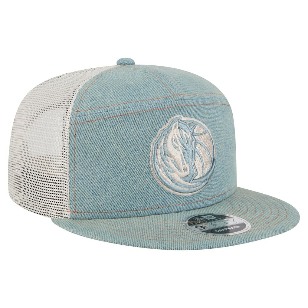 Dallas Mavericks Adventure Denim Split Panel 9FIFTY Snapback Trucker Hat | NBA