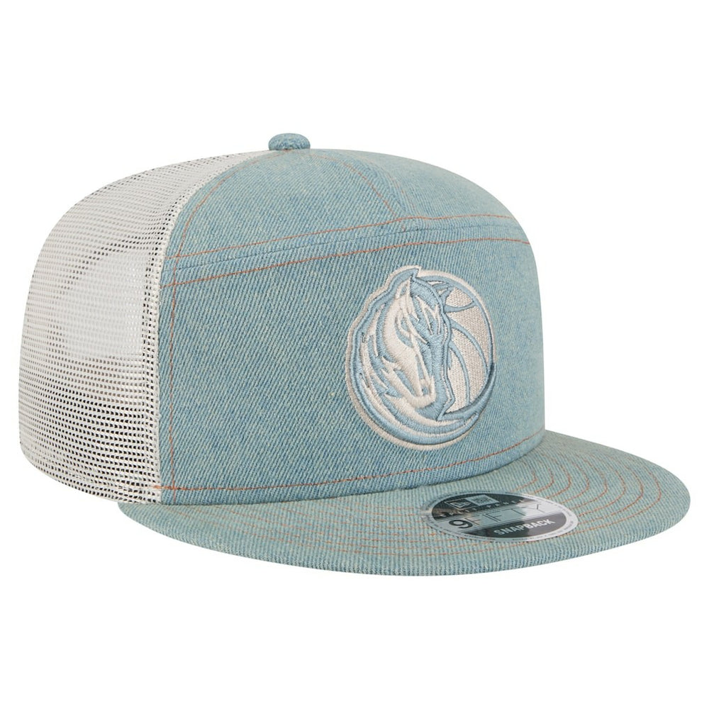 Dallas Mavericks Adventure Denim Split Panel 9FIFTY Snapback Trucker Hat | NBA