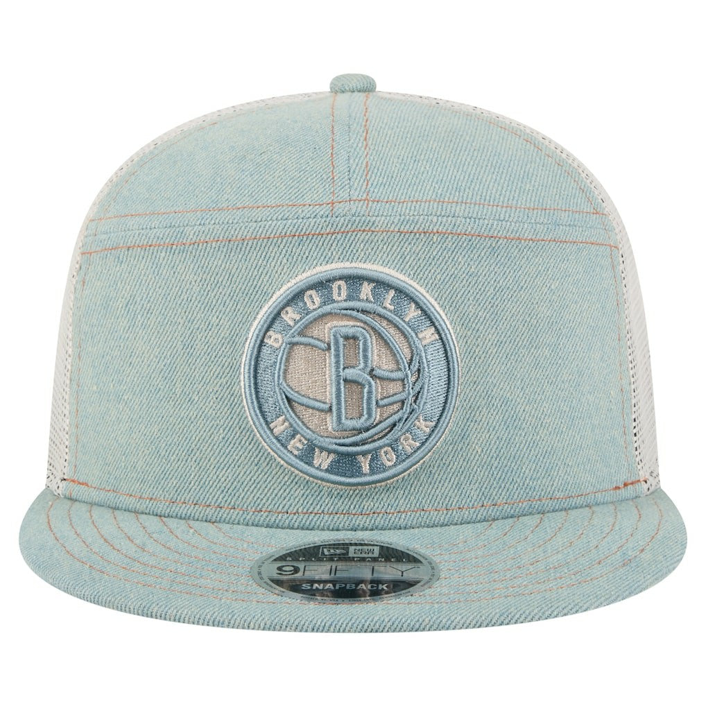 Brooklyn Nets Adventure Denim Split Panel 9FIFTY Snapback Trucker Hat | NBA