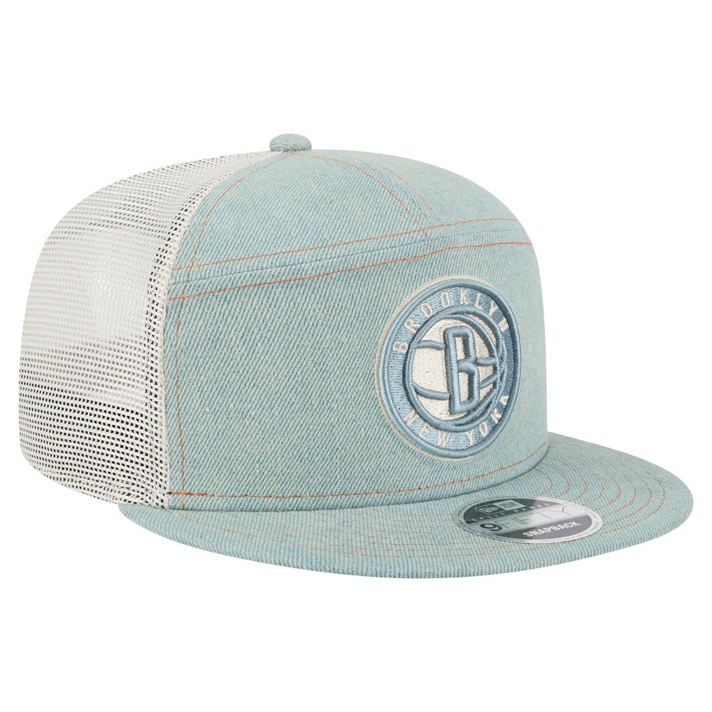 Brooklyn Nets Adventure Denim Split Panel 9FIFTY Snapback Trucker Hat | NBA