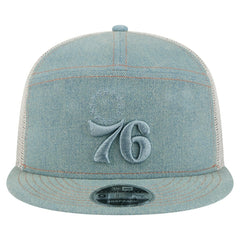 Philadelphia 76ers Adventure Denim Split Panel 9FIFTY Snapback Trucker Hat | NBA