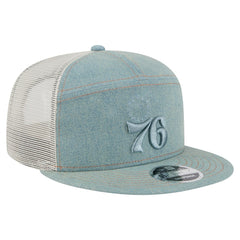 Philadelphia 76ers Adventure Denim Split Panel 9FIFTY Snapback Trucker Hat | NBA