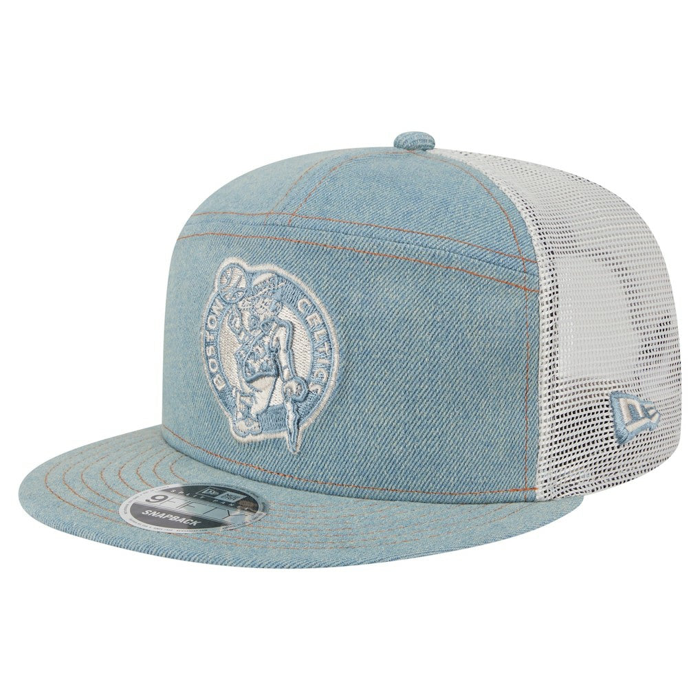 Boston Celtics Adventure Denim Split Panel 9FIFTY Snapback Trucker Hat | NBA