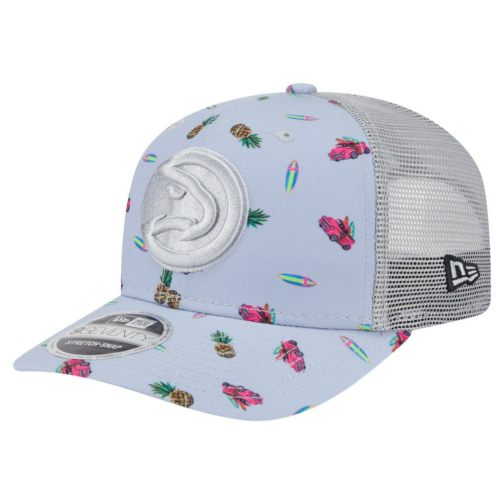Light Blue/Gray Atlanta Hawks Adventure Aloha Pattern 9SEVENTY Stretch-Snap Hat | NBA