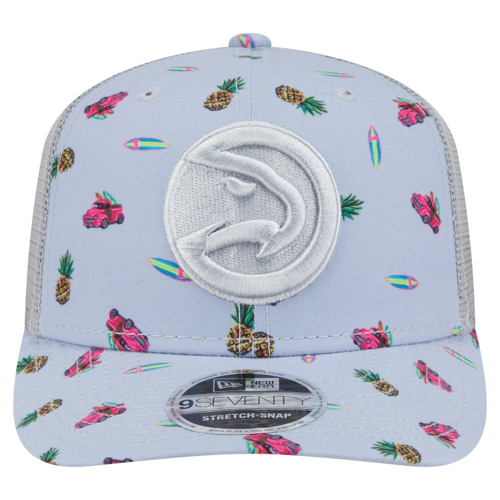 Light Blue/Gray Atlanta Hawks Adventure Aloha Pattern 9SEVENTY Stretch-Snap Hat | NBA