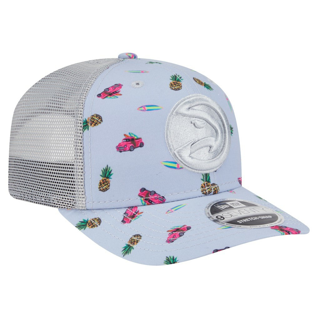 Light Blue/Gray Atlanta Hawks Adventure Aloha Pattern 9SEVENTY Stretch-Snap Hat | NBA