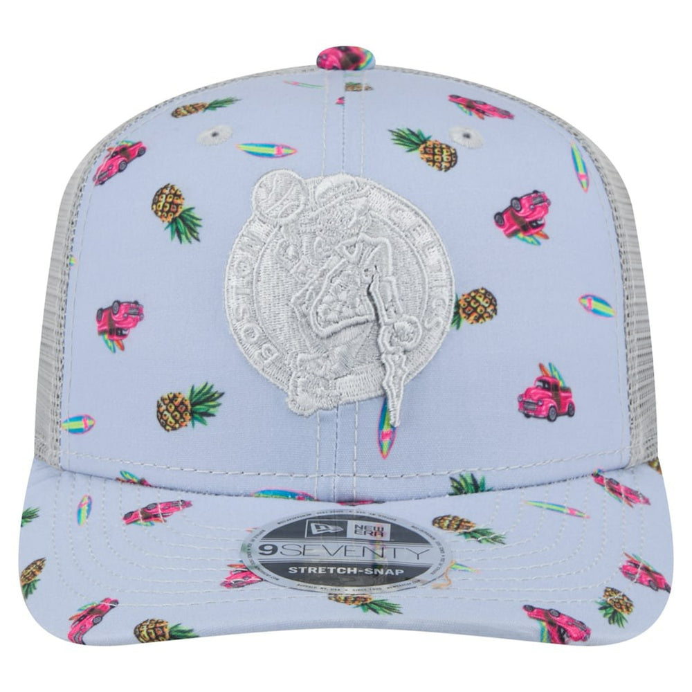 Light Blue/Gray Boston Celtics Adventure Aloha Pattern 9SEVENTY Stretch-Snap Hat | NBA