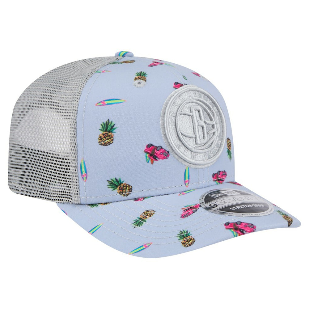 Light Blue/Gray Brooklyn Nets Adventure Aloha Pattern 9SEVENTY Stretch-Snap Hat | NBA