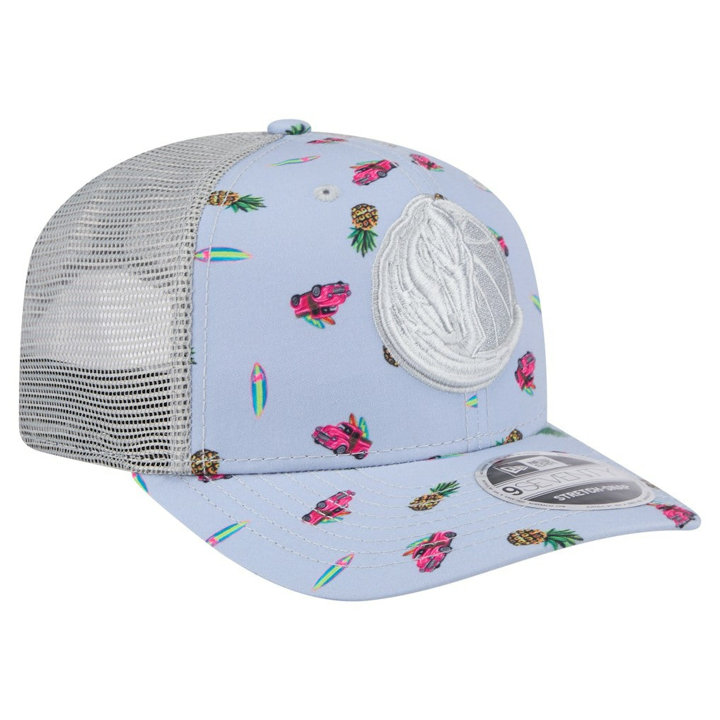 Light Blue/Gray Dallas Mavericks Adventure Aloha Pattern 9SEVENTY Stretch-Snap Hat sale | NBA