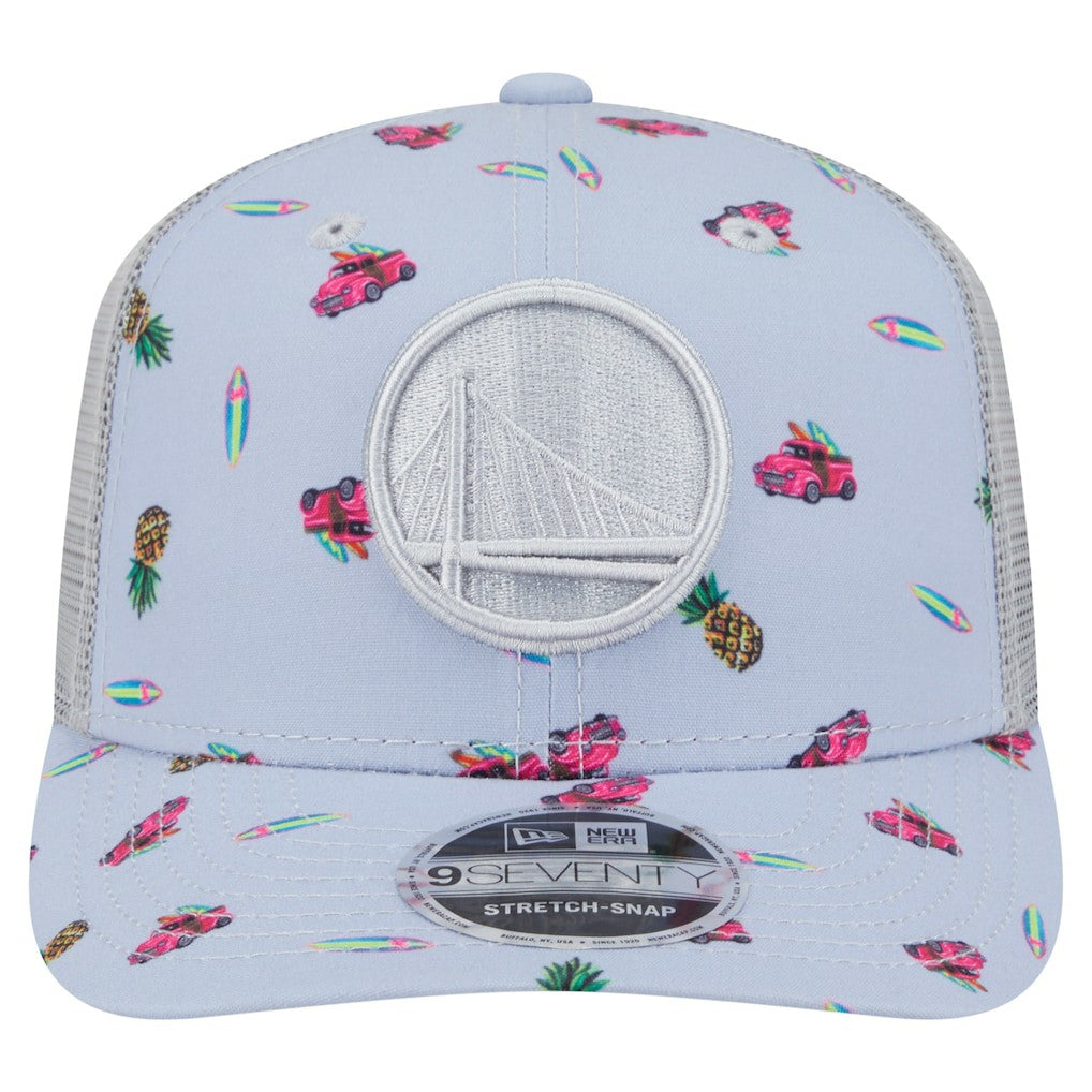Light Blue/Gray Golden State Warriors Adventure Aloha Pattern 9SEVENTY Stretch-Snap Hat sale | NBA