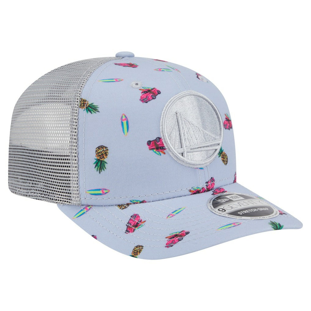 Light Blue/Gray Golden State Warriors Adventure Aloha Pattern 9SEVENTY Stretch-Snap Hat sale | NBA