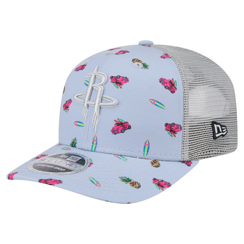 Light Blue/Gray Houston Rockets Adventure Aloha Pattern 9SEVENTY Stretch-Snap Hat sale | NBA