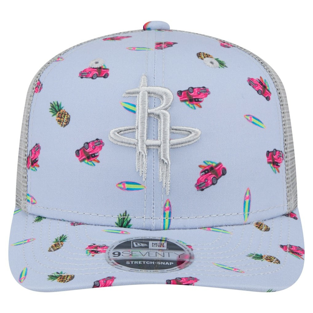 Light Blue/Gray Houston Rockets Adventure Aloha Pattern 9SEVENTY Stretch-Snap Hat sale | NBA