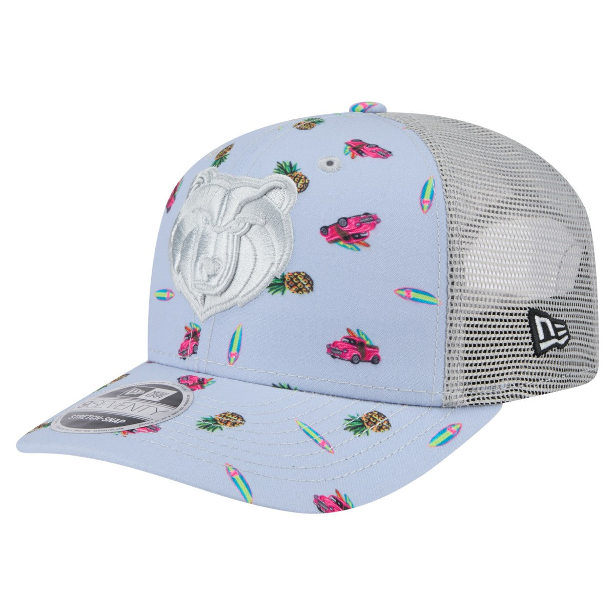 Light Blue/Gray Memphis Grizzlies Adventure Aloha Pattern 9SEVENTY Stretch-Snap Hat | NBA