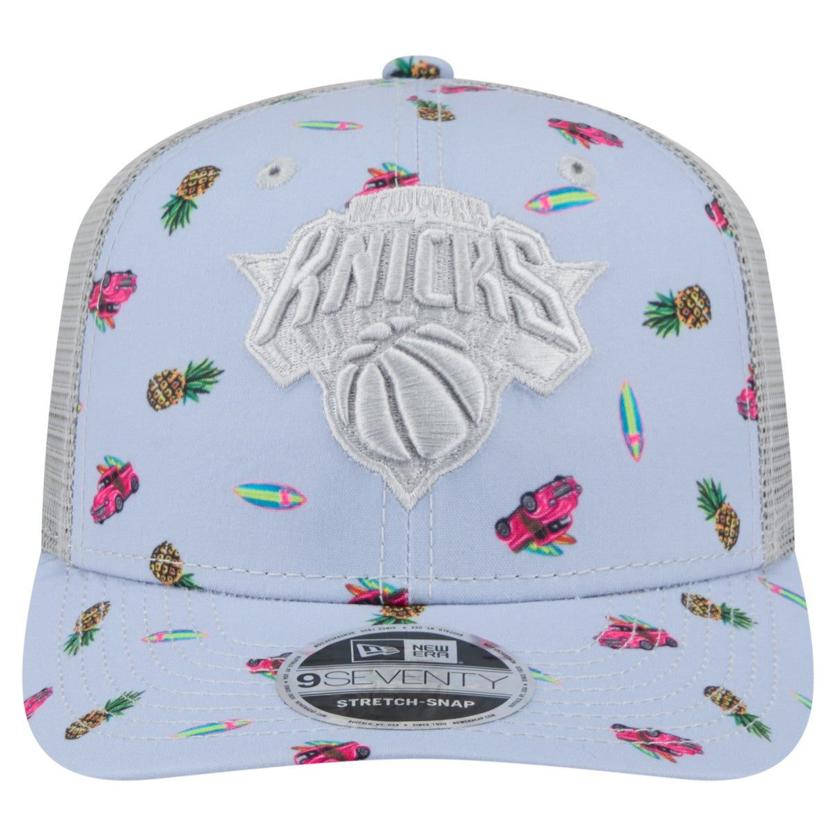 Light Blue/Gray New York Knicks Adventure Aloha Pattern 9SEVENTY Stretch-Snap Hat | NBA
