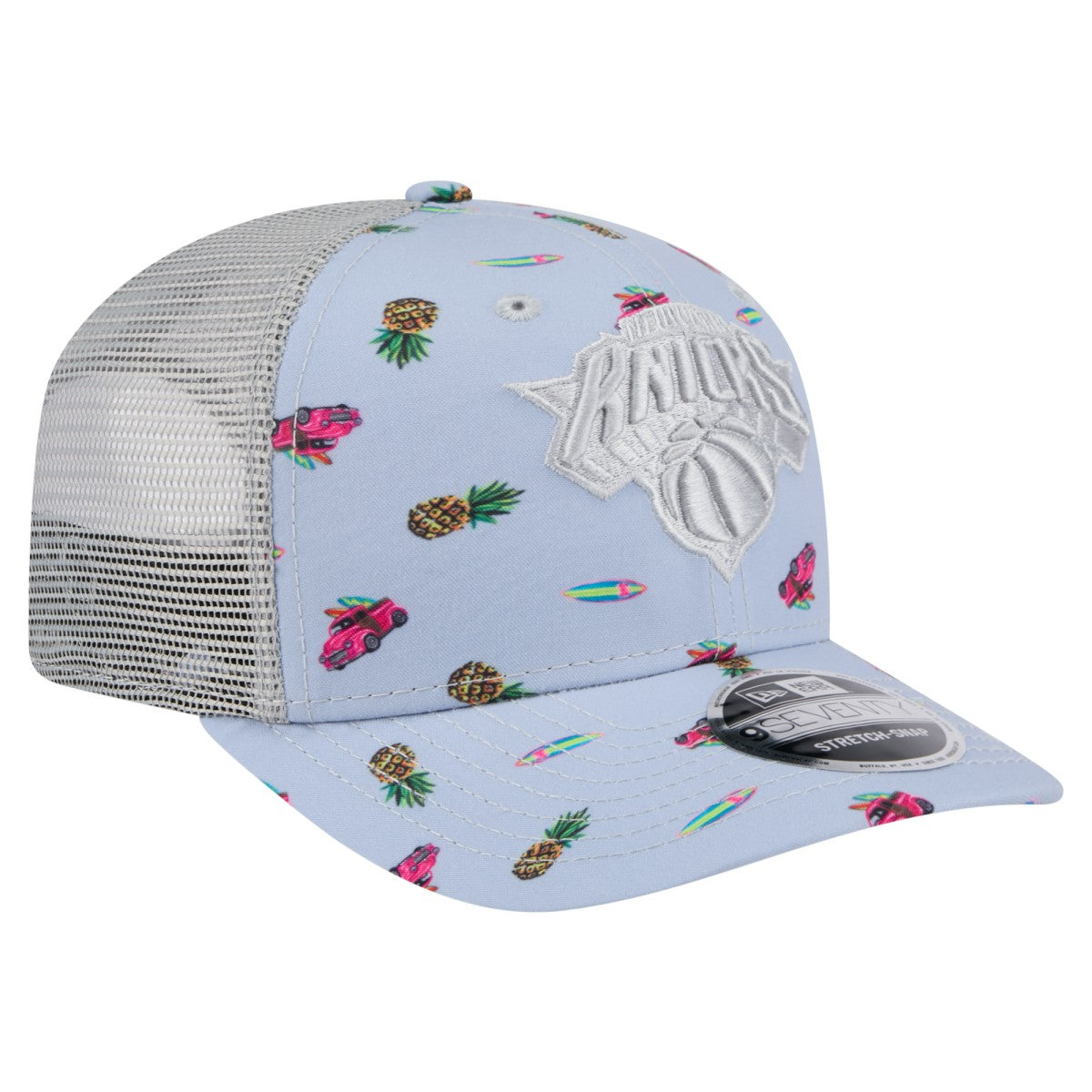 Light Blue/Gray New York Knicks Adventure Aloha Pattern 9SEVENTY Stretch-Snap Hat | NBA
