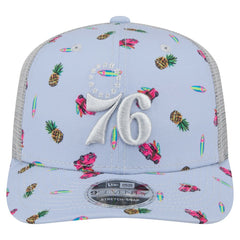 Light Blue/Gray Philadelphia 76ers Adventure Aloha Pattern 9SEVENTY Stretch-Snap Hat | NBA