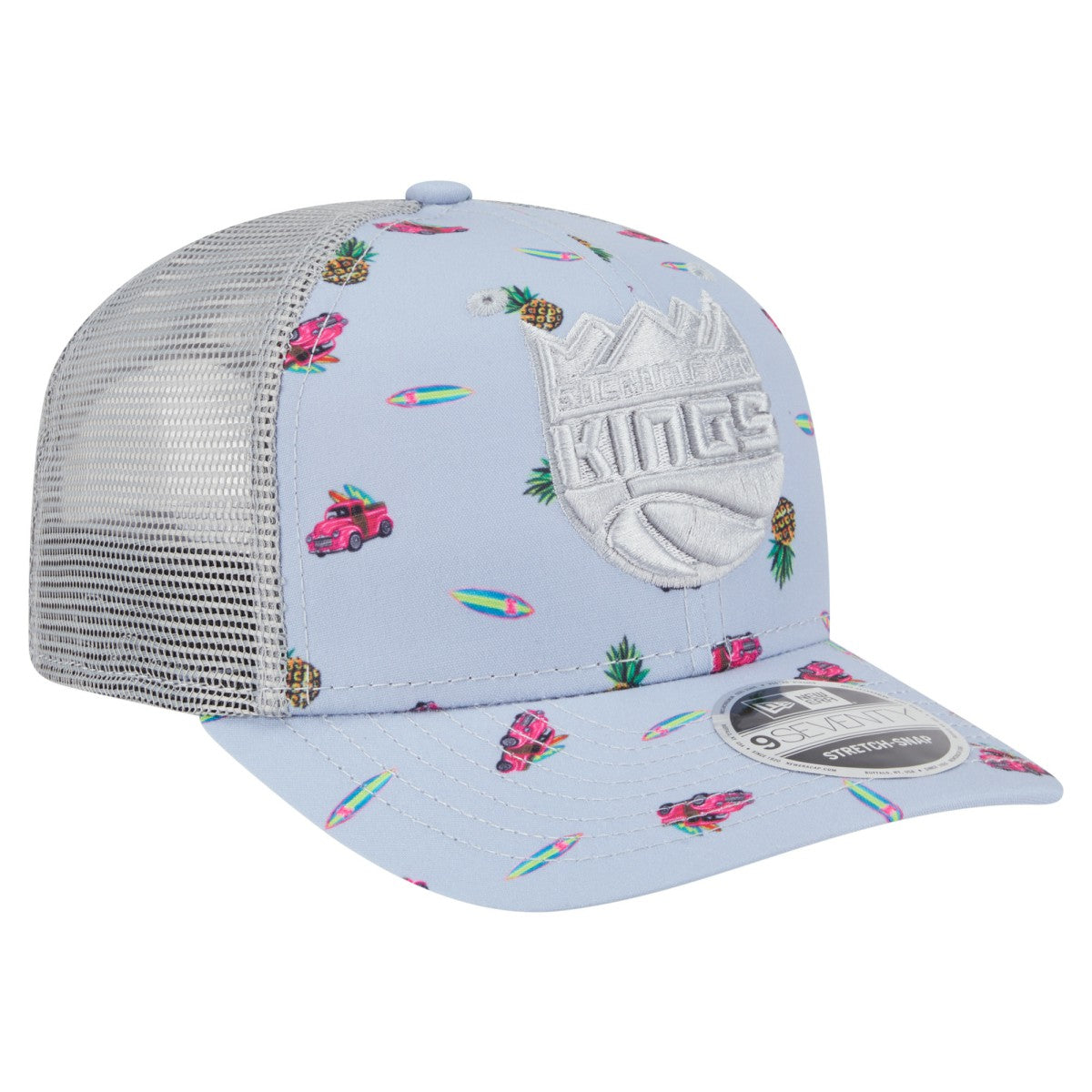 Light Blue/Gray Sacramento Kings Adventure Aloha Pattern 9SEVENTY Stretch-Snap Hat | NBA