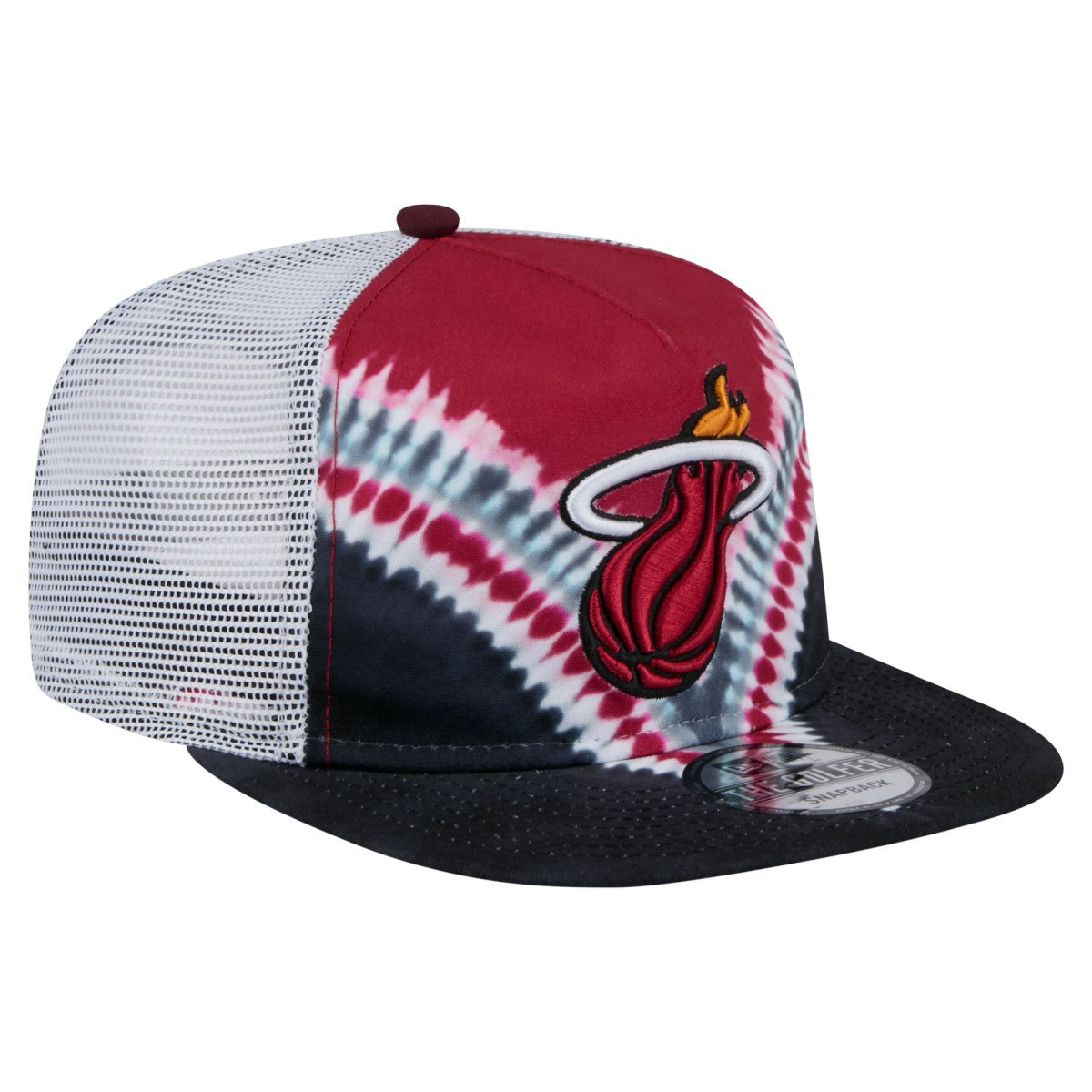 Black/Red Miami Heat Throwback Dye Golfer Snapback Hat | NBA
